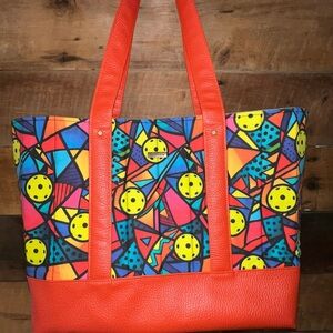 Vibrant Abstract Pickleball Tote Bag